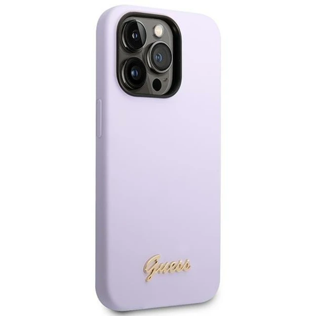 Чохол Guess Silicone Vintage Gold Logo для iPhone 14 Pro Max Purple (GUHCP14XSLSMU)