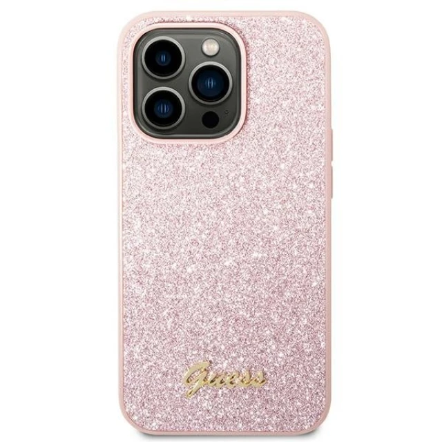 Чохол Guess Glitter Script для iPhone 14 Pro Pink (GUHCP14LHGGSHP)