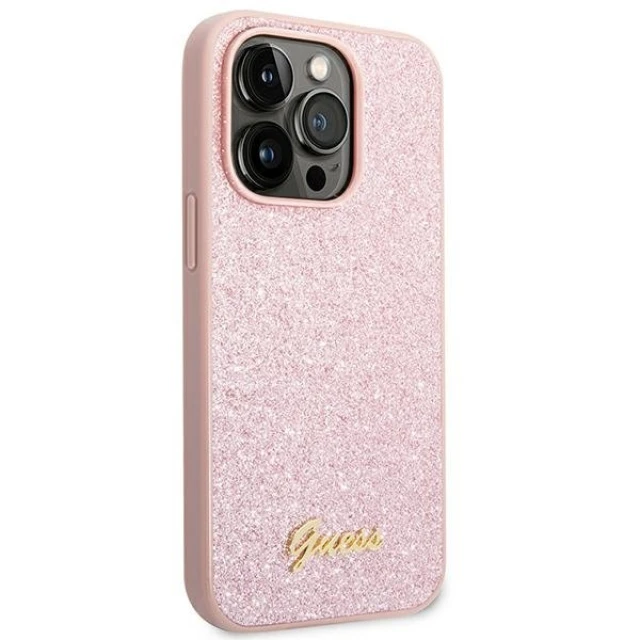 Чохол Guess Glitter Script для iPhone 14 Pro Pink (GUHCP14LHGGSHP)