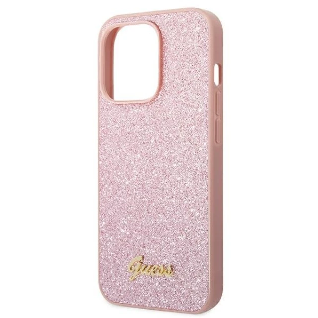 Чохол Guess Glitter Script для iPhone 14 Pro Pink (GUHCP14LHGGSHP)