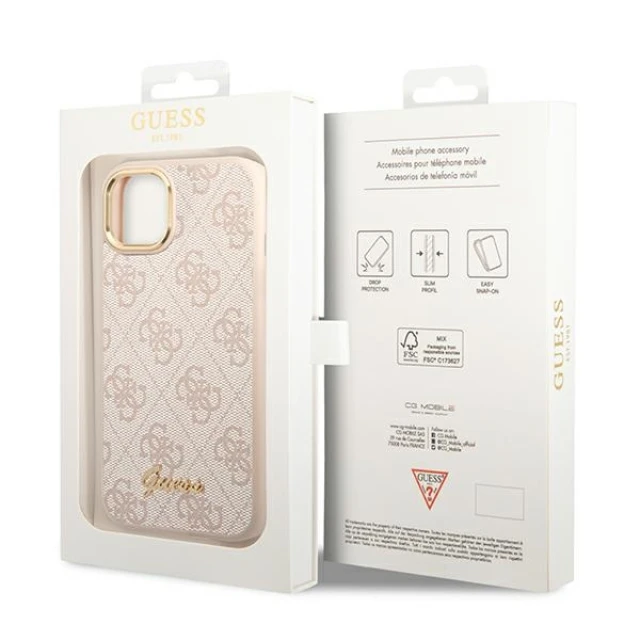 Чохол Guess 4G Vintage Gold Logo для iPhone 14 | 13 Pink (GUHCP14SHG4SHP)