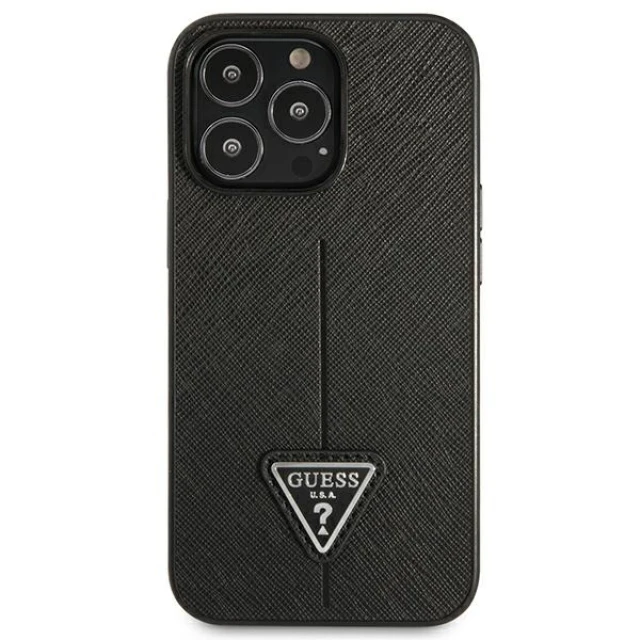 Чохол Guess Saffiano Triangle Logo для iPhone 14 Pro Black (GUHCP14LPSATLK)
