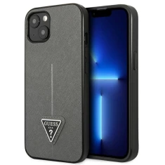 Чохол Guess Saffiano Triangle Logo для iPhone 14 Plus Silver (GUHCP14MPSATLG)