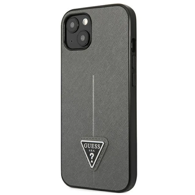 Чохол Guess Saffiano Triangle Logo для iPhone 14 Plus Silver (GUHCP14MPSATLG)