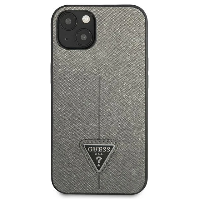 Чохол Guess Saffiano Triangle Logo для iPhone 14 Plus Silver (GUHCP14MPSATLG)