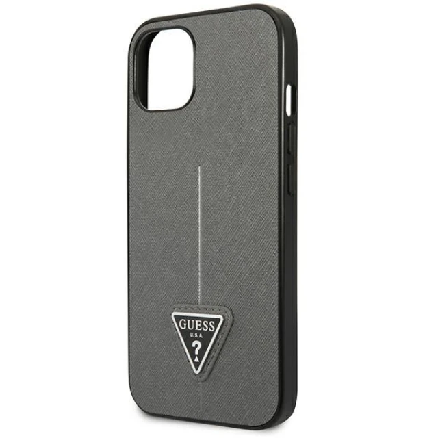 Чохол Guess Saffiano Triangle Logo для iPhone 14 Plus Silver (GUHCP14MPSATLG)