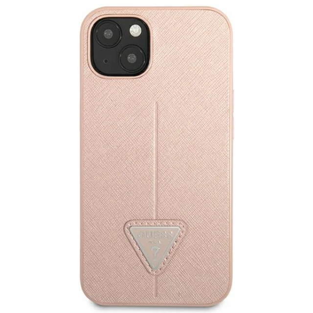 Чехол Guess Saffiano Triangle Logo для iPhone 14 Plus Pink (GUHCP14MPSATLP)