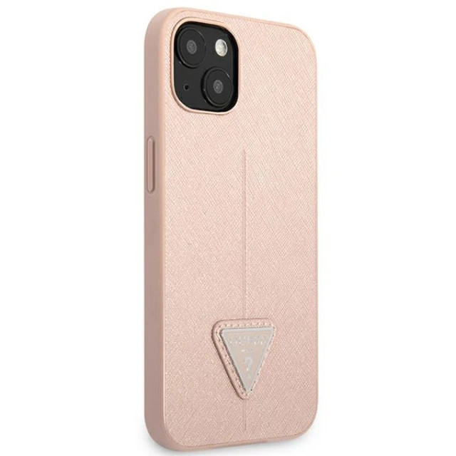 Чехол Guess Saffiano Triangle Logo для iPhone 14 Plus Pink (GUHCP14MPSATLP)