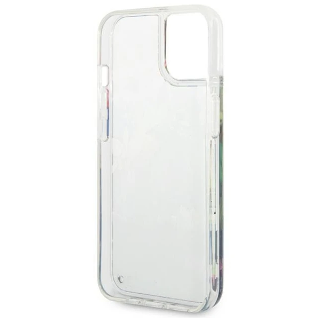 Чохол Guess Flower Liquid Glitter для iPhone 14 Plus Blue (GUHCP14MLFLSB)