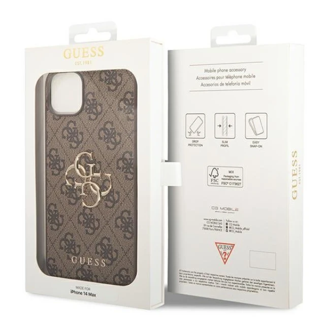 Чехол Guess 4G Big Metal Logo для iPhone 14 Plus Brown (GUHCP14M4GMGBR)