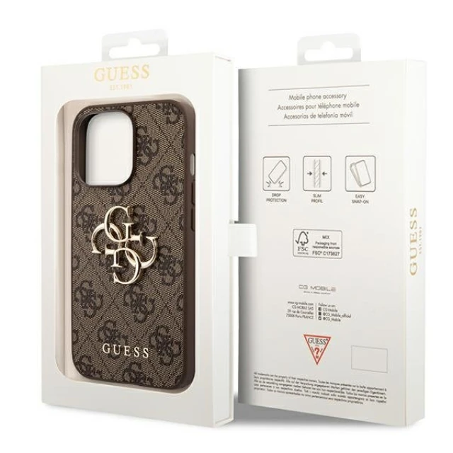 Чохол Guess 4G Big Metal Logo для iPhone 14 Pro Brown (GUHCP14L4GMGBR)