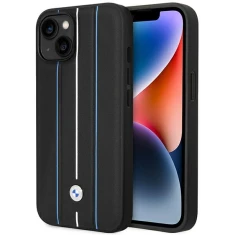 Чохол BMW Leather Stamp Blue Lines для iPhone 14 | 13 Black (BMHCP14S22RVSK)
