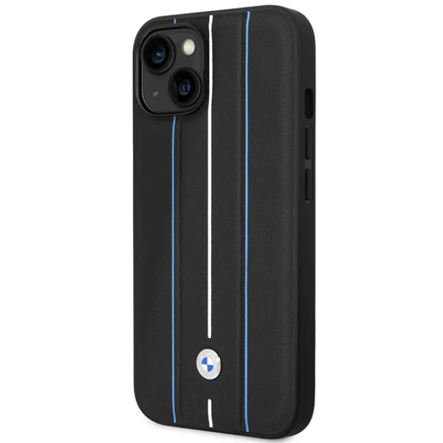 Чохол BMW Leather Stamp Blue Lines для iPhone 14 | 13 Black (BMHCP14S22RVSK)