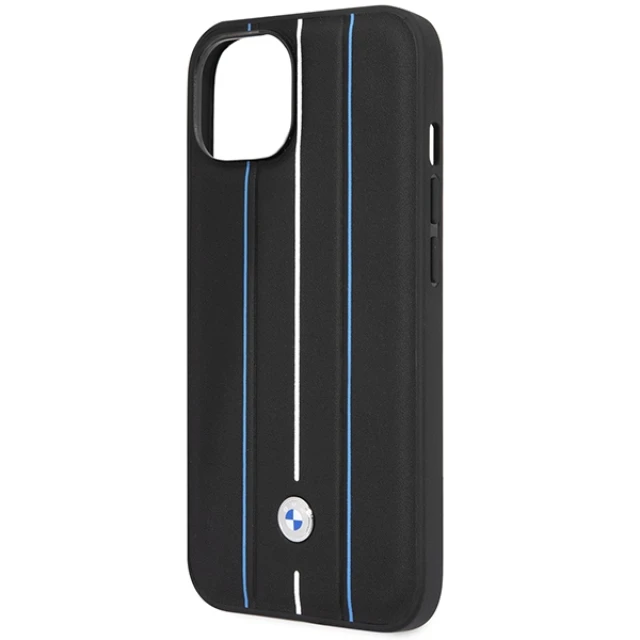 Чохол BMW Leather Stamp Blue Lines для iPhone 14 | 13 Black (BMHCP14S22RVSK)