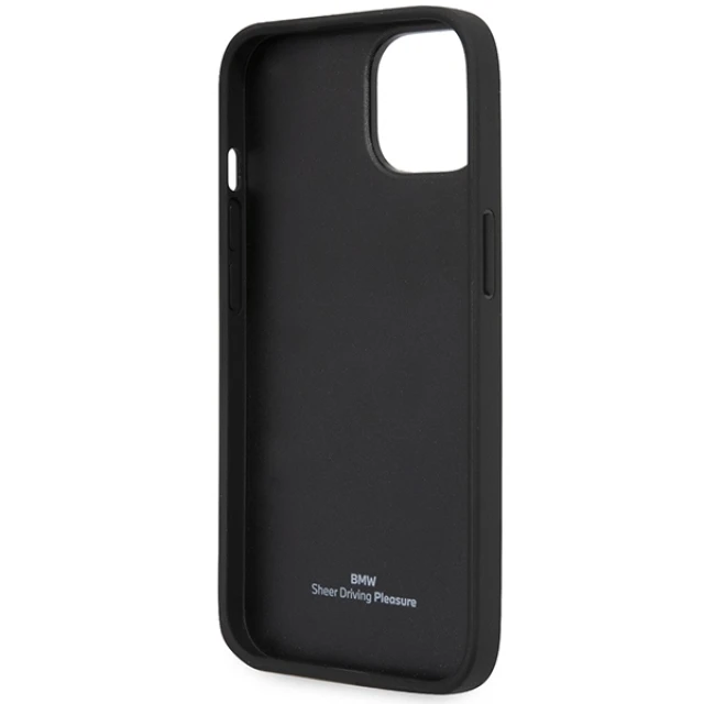 Чохол BMW Leather Stamp Blue Lines для iPhone 14 | 13 Black (BMHCP14S22RVSK)