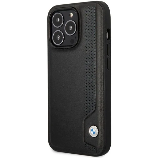 Чохол BMW для iPhone 14 Pro Leather Blue Dots Black (BMHCP14L22RBDK)