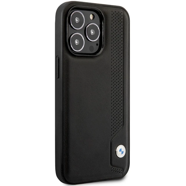 Чохол BMW для iPhone 14 Pro Leather Blue Dots Black (BMHCP14L22RBDK)