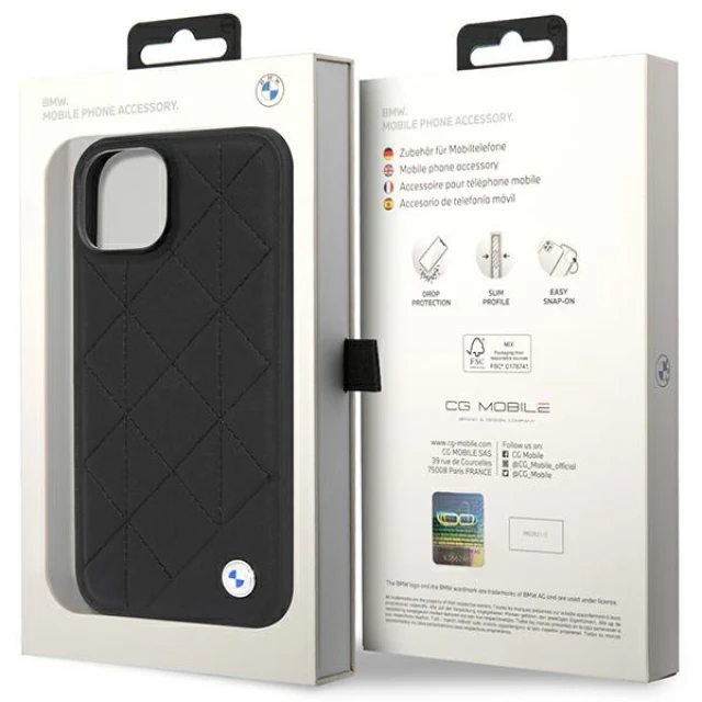 Чохол BMW Leather Quilted для iPhone 14 | 13 Black (BMHCP14S22RQDK)