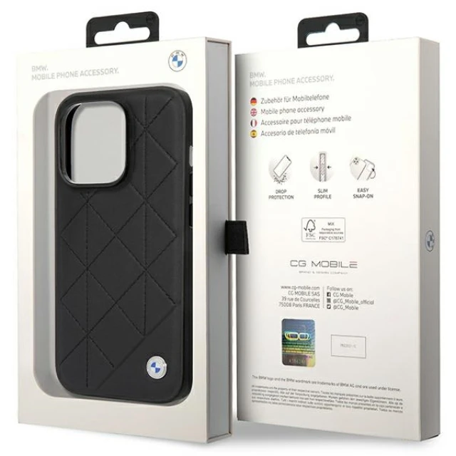Чохол BMW для iPhone 14 Pro Leather Quilted Black (BMHCP14L22RQDK)