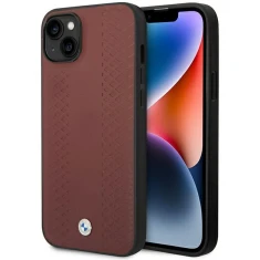 Чохол BMW для iPhone 14 | 13 Leather Diamond Pattern Burgundy (BMHCP14S22RFGR)