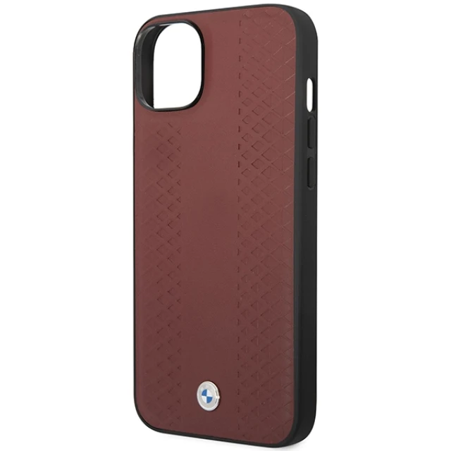 Чохол BMW для iPhone 14 | 13 Leather Diamond Pattern Burgundy (BMHCP14S22RFGR)