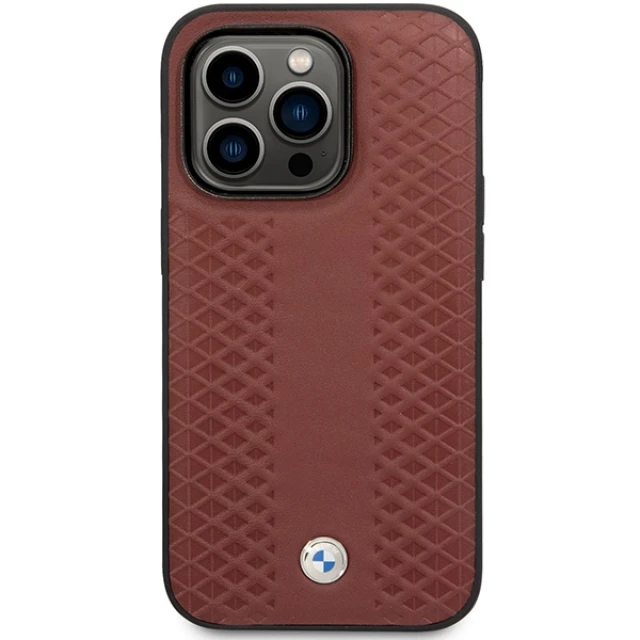Чохол BMW для iPhone 14 Pro Leather Diamond Pattern Burgundy (BMHCP14L22RFGR)