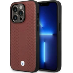 Чохол BMW для iPhone 14 Pro Max Leather Diamond Pattern Burgundy (BMHCP14X22RFGR)