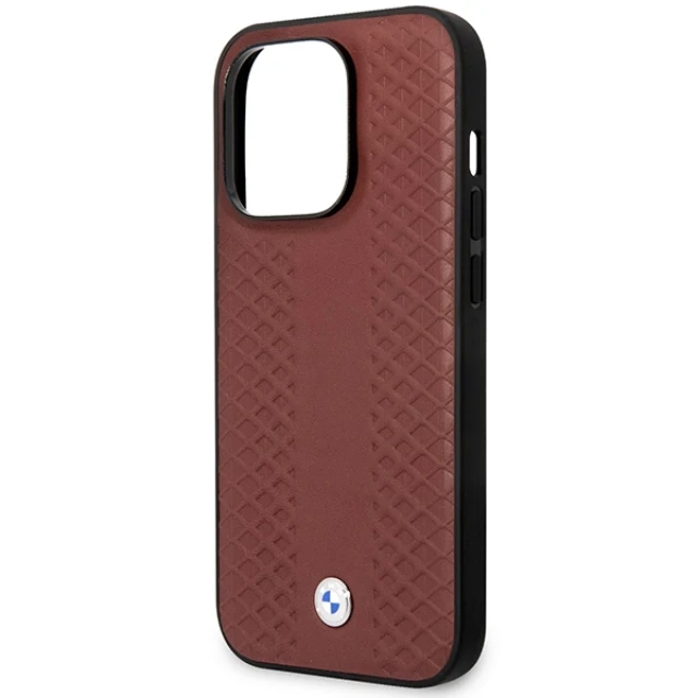 Чохол BMW для iPhone 14 Pro Max Leather Diamond Pattern Burgundy (BMHCP14X22RFGR)