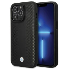 Чехол BMW Leather Diamond Pattern для iPhone 14 Pro Black (BMHCP14L22RFGK)