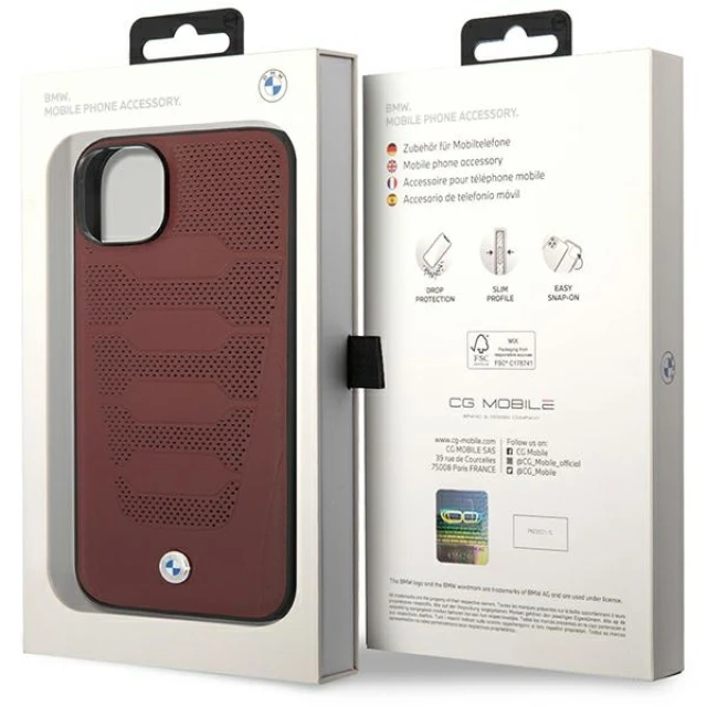 Чохол BMW для iPhone 14 | 13 Leather Seats Pattern Burgundy (BMHCP14S22RPSR)