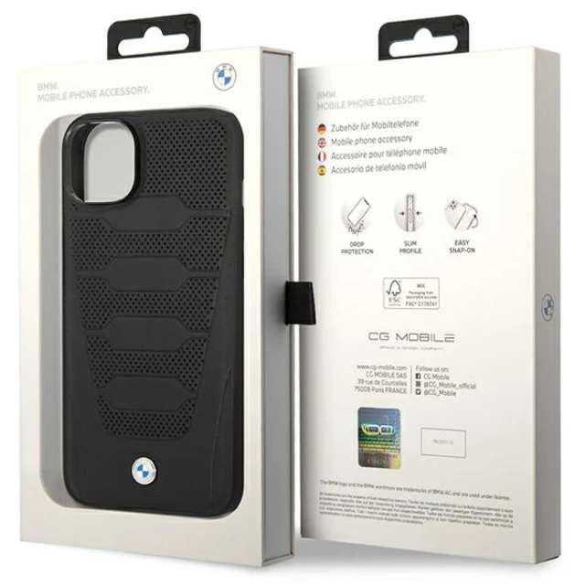 Чохол BMW для iPhone 14 | 13 Leather Seats Pattern Black (BMHCP14S22RPSK)