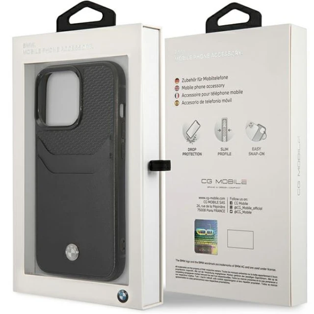 Чохол BMW для iPhone 14 Pro Leather Card Slot Black (BMHCP14L22RSEPK)