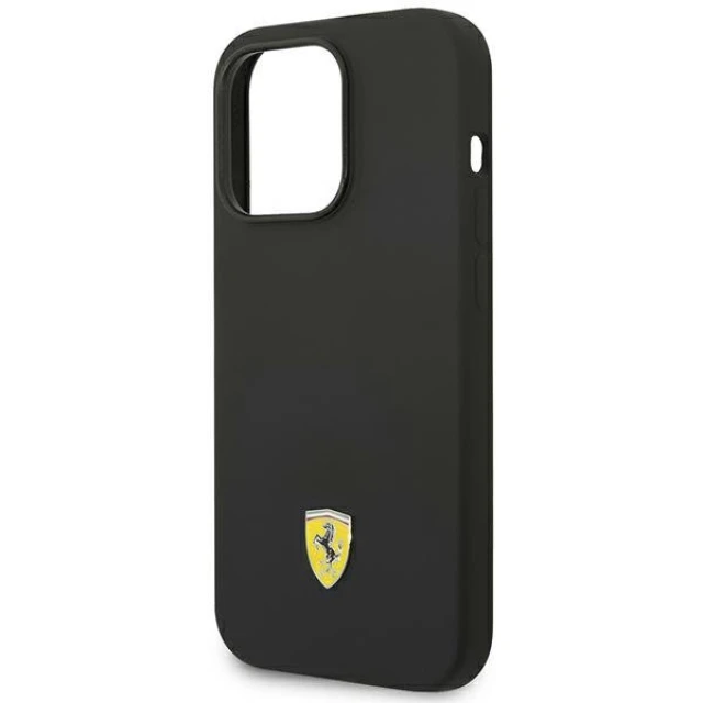 Чохол Ferrari Silicone Metal Logo для iPhone 14 Pro Black with Magsafe (FESSIHMP14LBK)