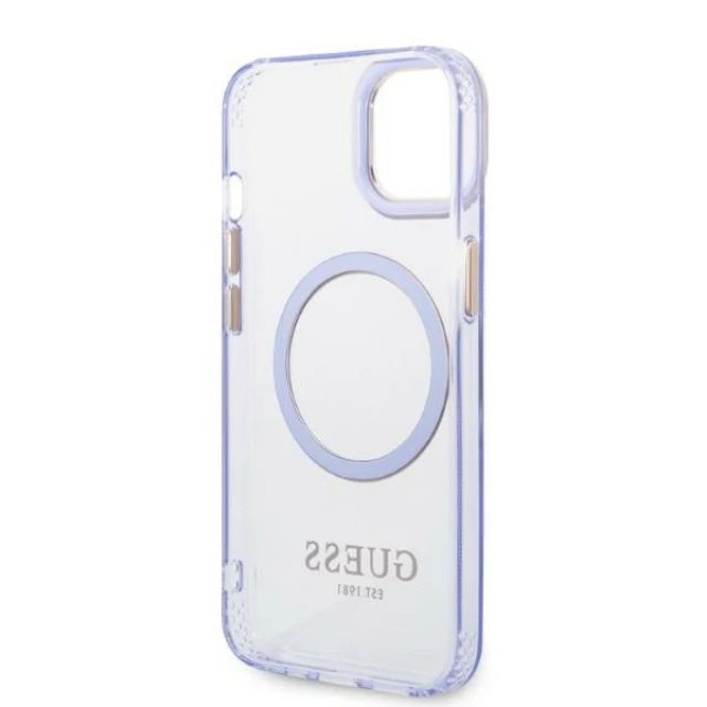 Чохол Guess Gold Outline Translucent для iPhone 14 | 13 Purple with MagSafe (GUHMP14SHTCMU)
