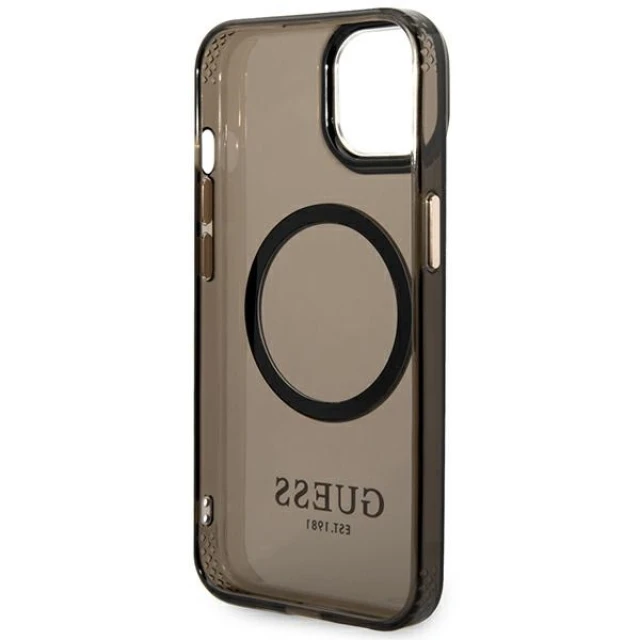 Чохол Guess Gold Outline Translucent для iPhone 14 | 13 Black with MagSafe (GUHMP14SHTCMK)