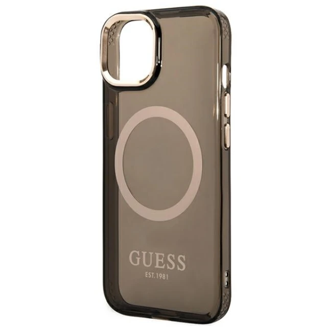 Чохол Guess Gold Outline Translucent для iPhone 14 Plus Black with MagSafe (GUHMP14MHTCMK)