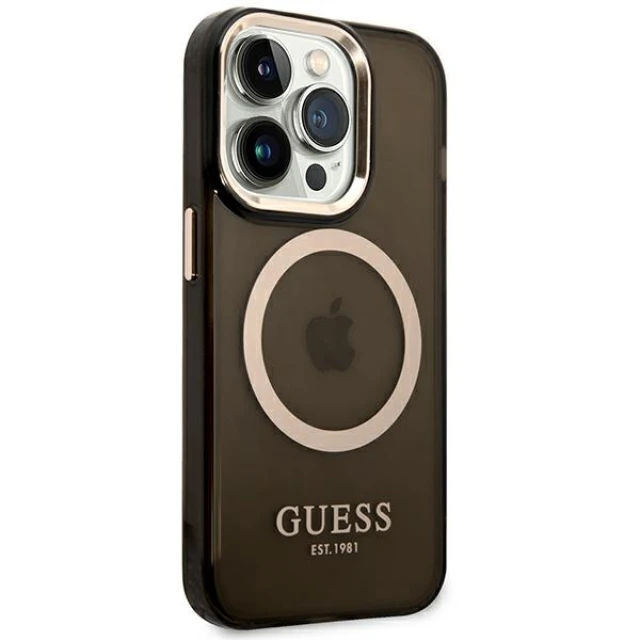 Чохол Guess Gold Outline Translucent для iPhone 14 Pro Max Black with MagSafe (GUHMP14XHTCMK)