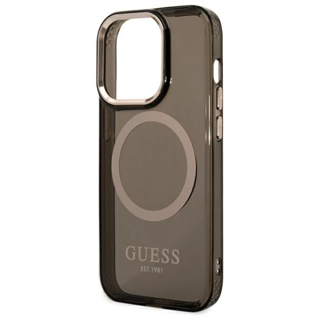 Чохол Guess Gold Outline Translucent для iPhone 14 Pro Max Black with MagSafe (GUHMP14XHTCMK)