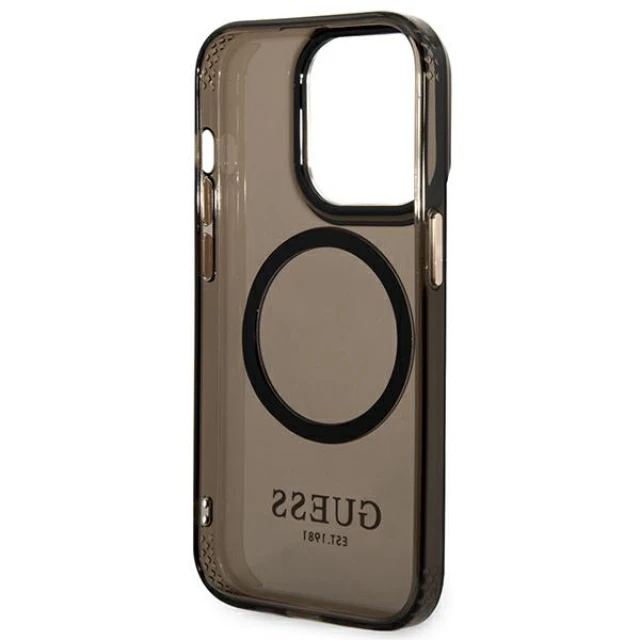 Чохол Guess Gold Outline Translucent для iPhone 14 Pro Max Black with MagSafe (GUHMP14XHTCMK)
