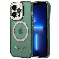 Чохол Guess Gold Outline Translucent для iPhone 14 Pro Khaki with MagSafe (GUHMP14LHTCMA)