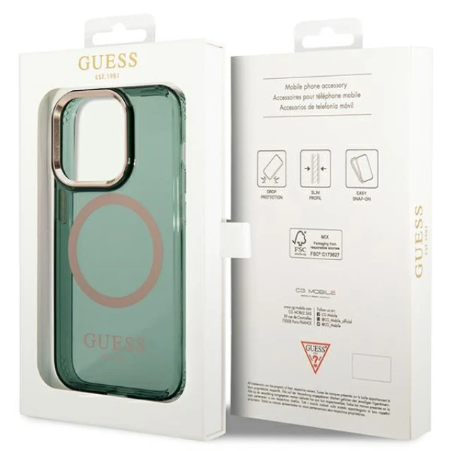 Чохол Guess Gold Outline Translucent для iPhone 14 Pro Khaki with MagSafe (GUHMP14LHTCMA)