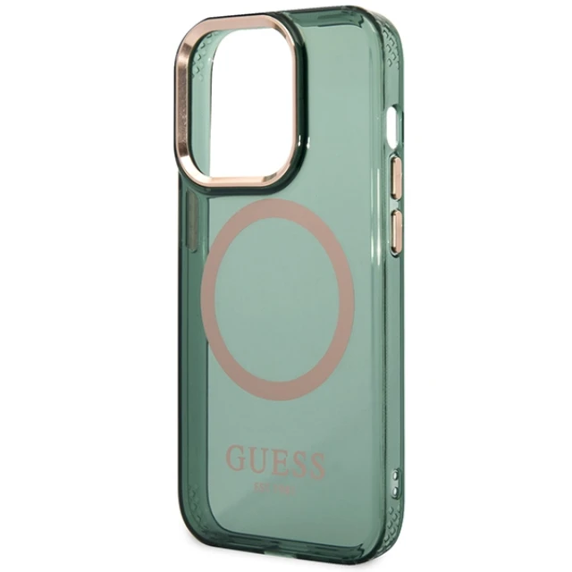 Чохол Guess Gold Outline Translucent для iPhone 14 Pro Max Khaki with MagSafe (GUHMP14XHTCMA)