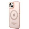 Чохол Guess Gold Outline Translucent для iPhone 14 | 13 Pink with MagSafe (GUHMP14SHTCMP)