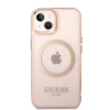 Чохол Guess Gold Outline Translucent для iPhone 14 | 13 Pink with MagSafe (GUHMP14SHTCMP)