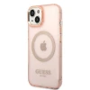 Чохол Guess Gold Outline Translucent для iPhone 14 Plus Pink with MagSafe (GUHMP14MHTCMP)
