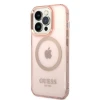 Чохол Guess Gold Outline Translucent для iPhone 14 Pro Pink with MagSafe (GUHMP14LHTCMP)