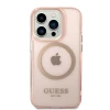 Чохол Guess Gold Outline Translucent для iPhone 14 Pro Pink with MagSafe (GUHMP14LHTCMP)