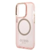 Чохол Guess Gold Outline Translucent для iPhone 14 Pro Pink with MagSafe (GUHMP14LHTCMP)