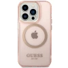 Чохол Guess Gold Outline Translucent для iPhone 14 Pro Max Pink with MagSafe (GUHMP14XHTCMP)