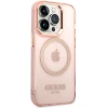 Чохол Guess Gold Outline Translucent для iPhone 14 Pro Max Pink with MagSafe (GUHMP14XHTCMP)
